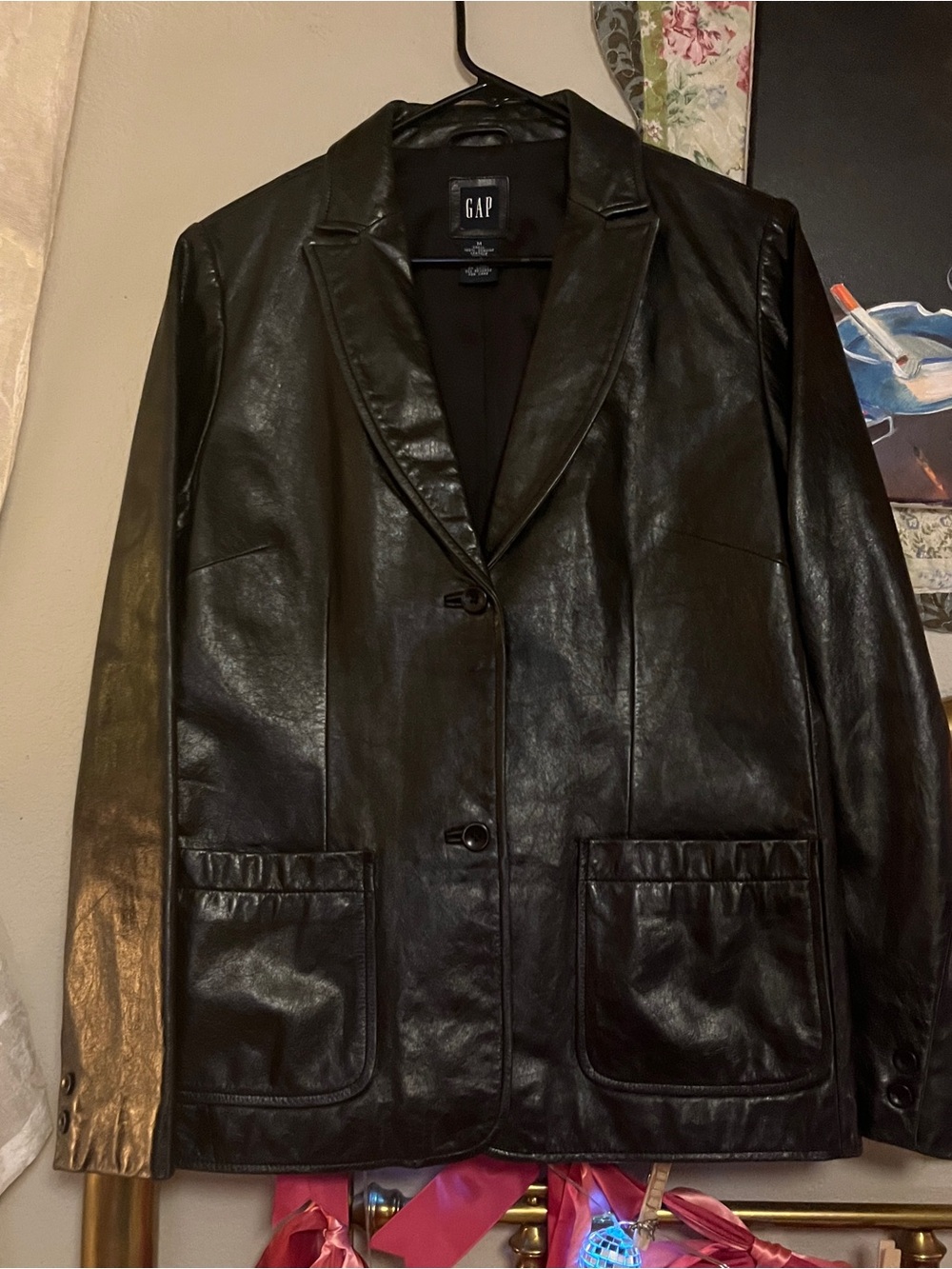 GAP Y2K Vintage Black Genuine Leather Coat